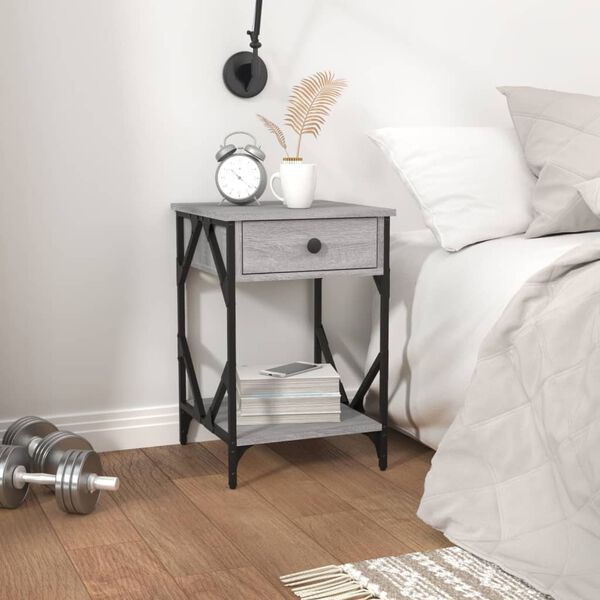 vidaXL Bedside Cabinet Grey Sonoma 40x42x60 cm Engineered Wood