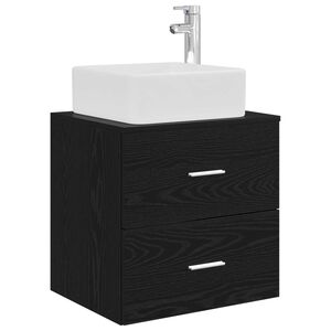 vidaXL Wall-Mounted Sink Vanity Black Oak 53 x 34.5 x 63 cm