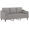 vidaXL 3-Seater Sofa with Pillows&Cushions Light Grey 180 cm Fabric