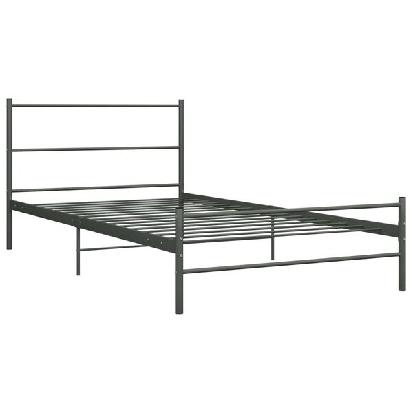 vidaXL Bed Frame without Mattress Grey Metal 100x200 cm