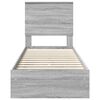 vidaXL Storage Bed with Drawer Grey Sonoma 75 x 190 cm Engineered Wood