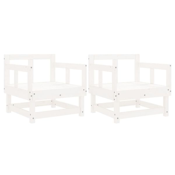 vidaXL Garden Chairs 2 pcs White Solid Wood Pine