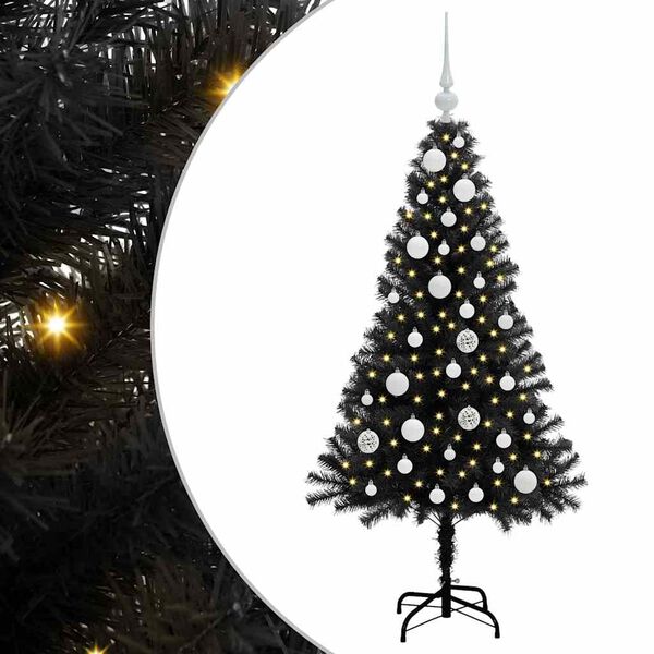 vidaXL Christmas Tree with 150 LEDs with Stand Black 120 cm PVC