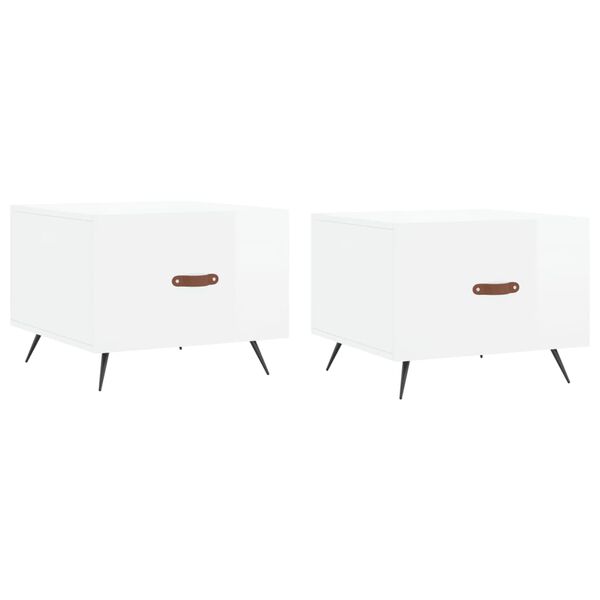 vidaXL Coffee Tables 2pcs High Gloss White 50x50x40 cm Engineered Wood