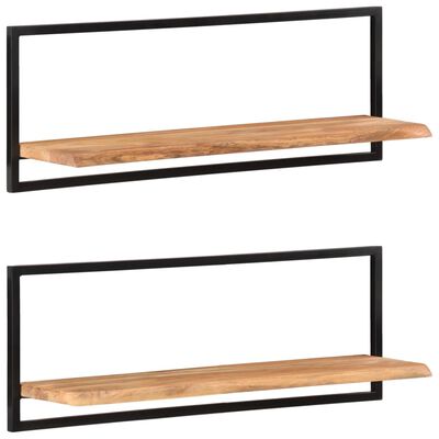 vidaXL Wall Shelves 2 pcs 100x24x35 cm Solid Wood Acacia and Steel