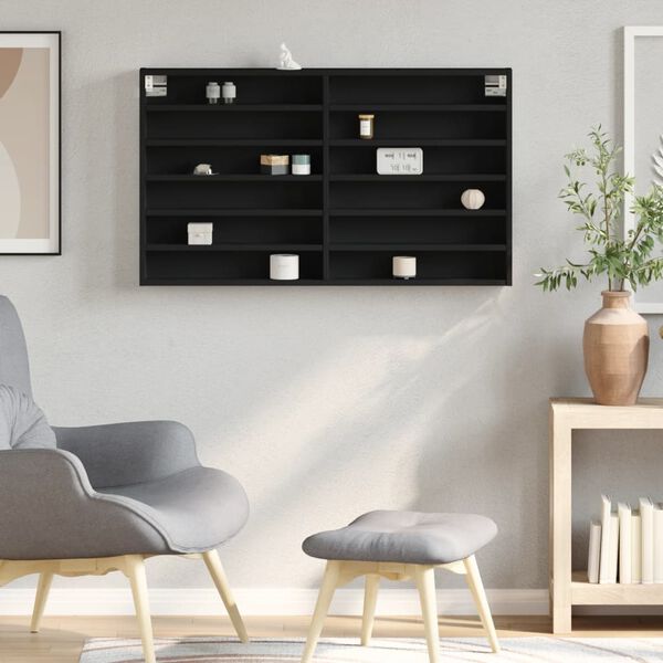 vidaXL Vitrine Cabinet Black 100x8.5x58 cm Engineered Wood