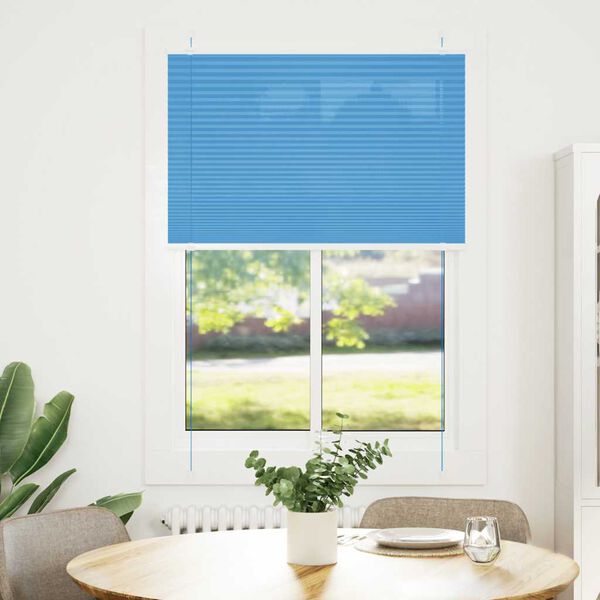 vidaXL Pleated Blind Blue 95x100 cm Fabric Width 94.4 cm Polyester
