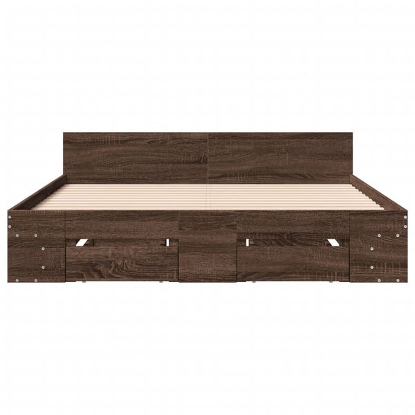 vidaXL Bed Frame with Drawers without Mattress Brown Oak 140x200 cm