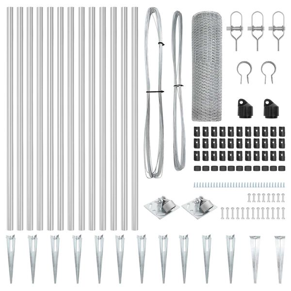 vidaXL Fence Post Silver 25 x 0.8 m (25 mm mesh) Steel