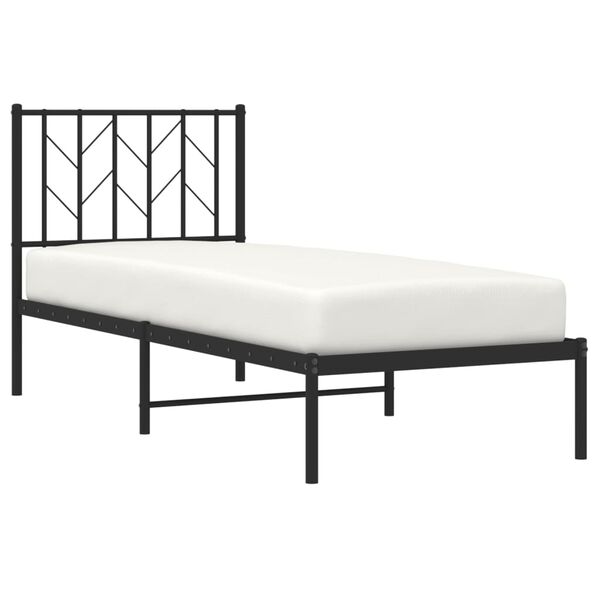 vidaXL Metal Bed Frame without Mattress with Headboard Black 75x190cm