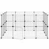 vidaXL 28-Panel Pet Cage with Door Black 35x35 cm Steel