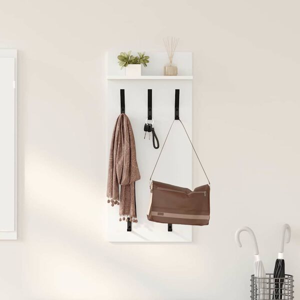 vidaXL Wall-Mounted Coat Rack White 40 x 10 x 90 cm Engineered wood