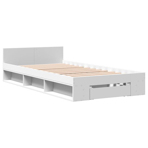 vidaXL Bed Frame with Drawer without Mattress White 100x200 cm