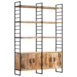 vidaXL Bookcase | Rough mango wood and black frame