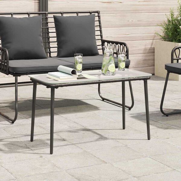 vidaXL Garden Table Black 80 x 40 x 45.5 cm Poly rattan