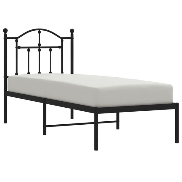 vidaXL Metal Bed Frame without Mattress with Headboard Black 75x190cm