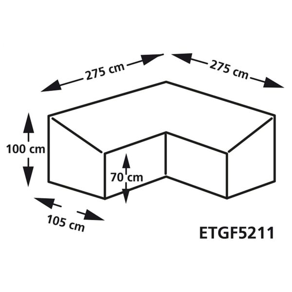 Eurotrail Lounge Cover L-Shaped 275x275x100/70 cm Grey