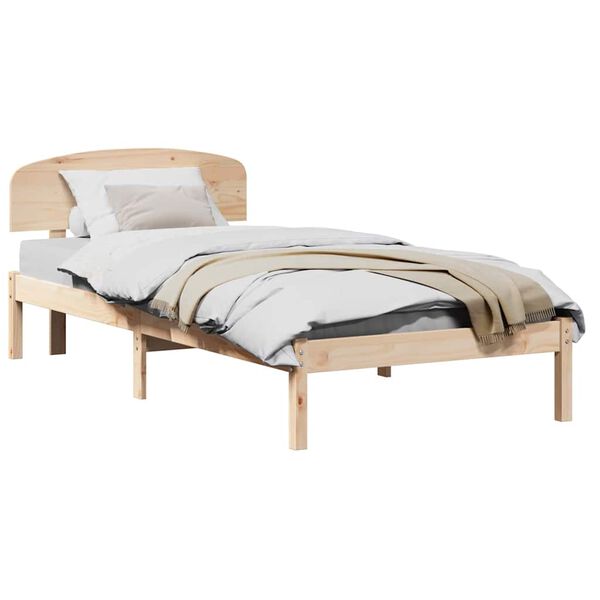 vidaXL Bed Frame with Headboard Natural 75 x 190 cm Solid Pine Wood