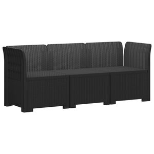 vidaXL 3-Seater Garden Sofa Rattan Look PP Anthracite