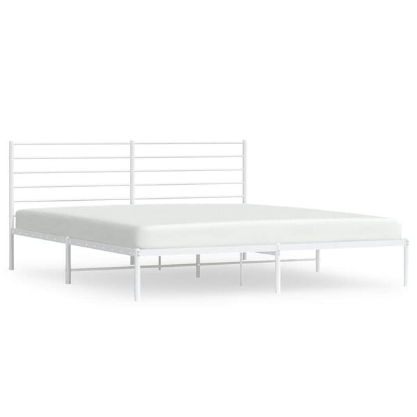 vidaXL Metal Bed Frame without Mattress with Headboard White 193x203cm