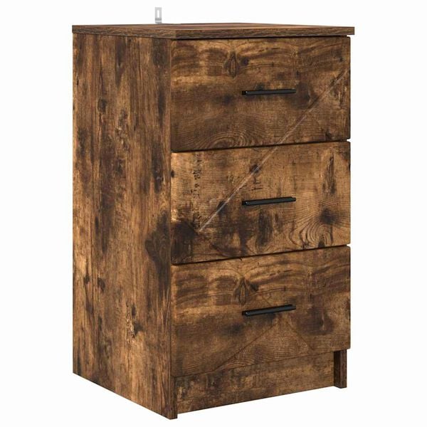 vidaXL Bedside Cabinet Smoked oak 38 x 38 x 66 cm Engineered wood