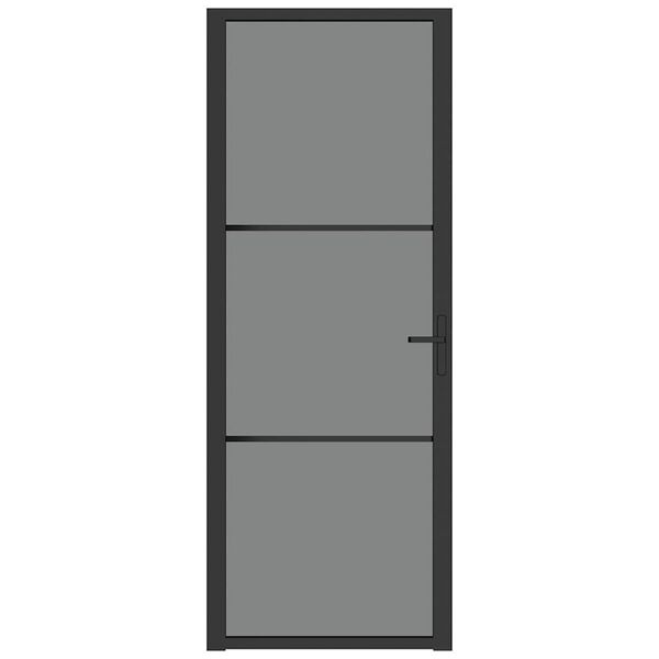 vidaXL Interior Door 76x201.5 cm Black ESG Glass and Aluminium