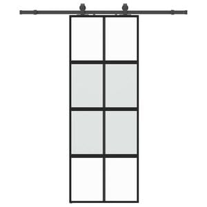 vidaXL Sliding Door with Hardware Set Black 76x205 cm Tempered Glass