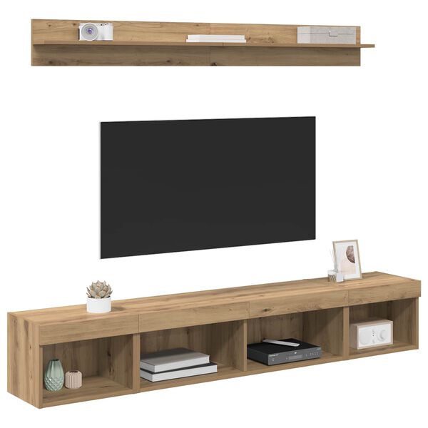 vidaXL TV Wall Cabinet Set with LED 5 pcs Artisan Oak Engineered Wood
