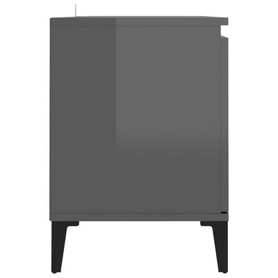 vidaXL TV Cabinet with Metal Legs High Gloss Grey 103.5x35x50 cm