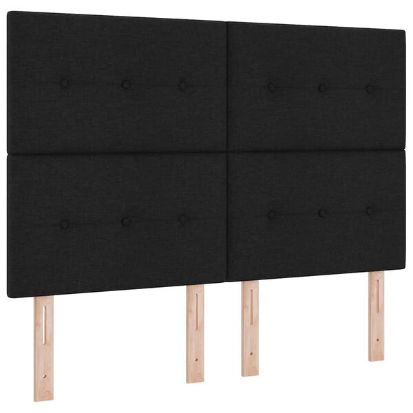 vidaXL LED Headboard with LED Strip Lights Manual Black 144 cm Fabric