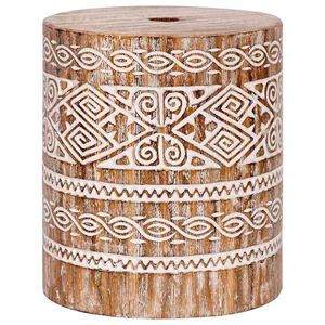 vidaXL Parasol Base White Washed &Oslash;34 x 40 cm Solid Wood