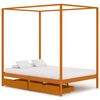 vidaXL Canopy Bed Frame without Mattress Solid Pine Wood 140x200 cm (283259+321987)
