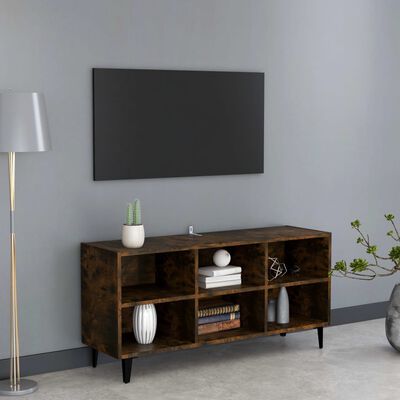 vidaXL TV Cabinet with Metal Legs Smoked Oak 103.5x30x50 cm