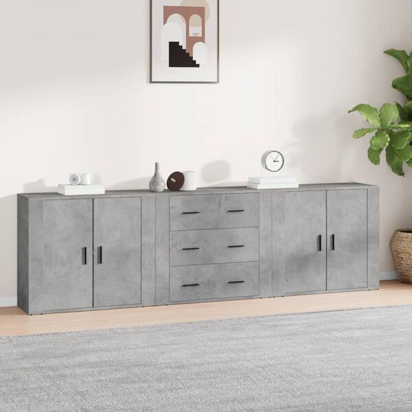 vidaXL Sideboards 3 pcs Concrete Grey Engineered Wood