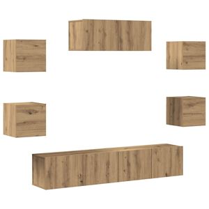 vidaXL 7 Piece TV Cabinet Set Wall-mounted Artisan Oak