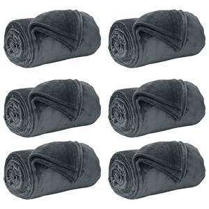 vidaXL Throw Blankets 6 pcs Dark Grey 240 x 270 cm 10.11 kg Fleece