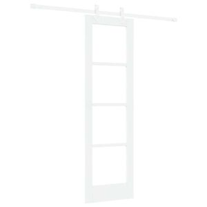 vidaXL Sliding Door 61 x 198.5 cm Solid Pine Wood and Glass White