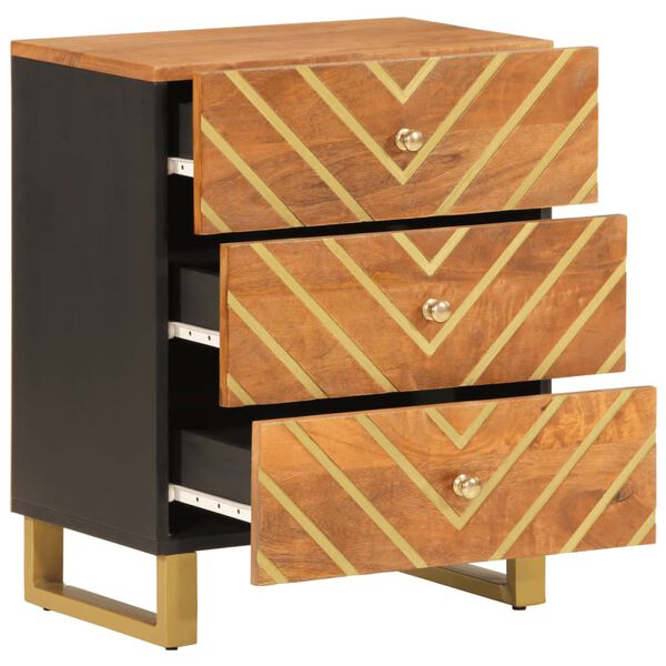 vidaXL Bedside Cabinet Brown and Black 50x33x60 cm Solid Wood Mango