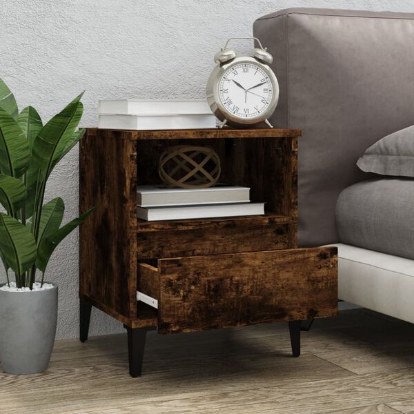 vidaXL Bedside Cabinet Smoked Oak 40x35x50 cm