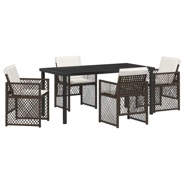 vidaXL Garden Dining Set 5 pcs Brown Poly Rattan