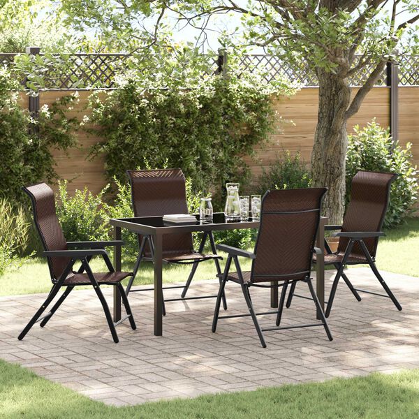 vidaXL Garden Dining Set Height-Adjustable 5 pcs Brown Poly rattan