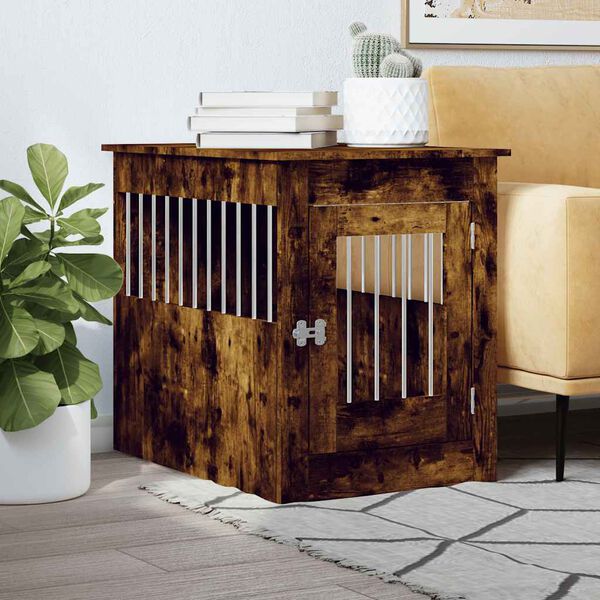 vidaXL Dog Crate Furniture Smoked Oak 55x80x68 cm Engineered Wood