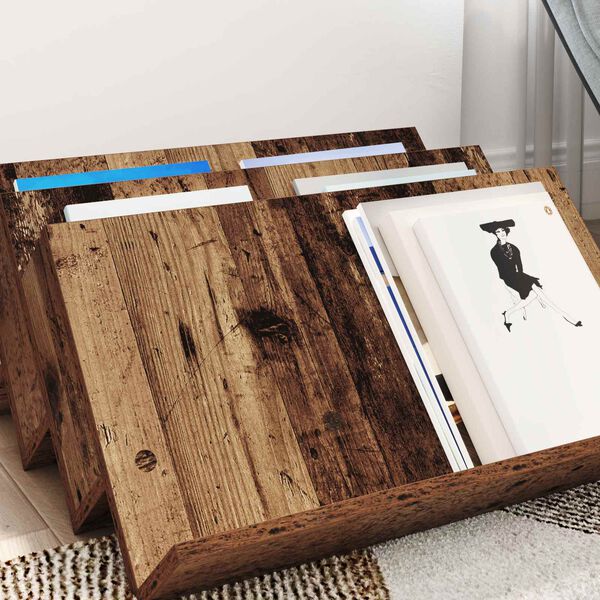 vidaXL Magazine Rack Old Wood 65 x 53 x 28.5 cm Engineered Wood