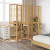 vidaXL Room Divider 6 Panels Brown Solid Wood Paulownia