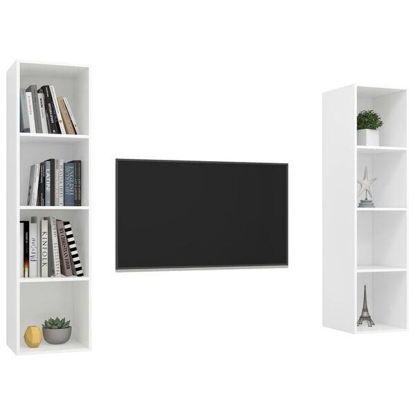 vidaXL Wall-mounted TV Cabinets 2 pcs White Engineered Wood