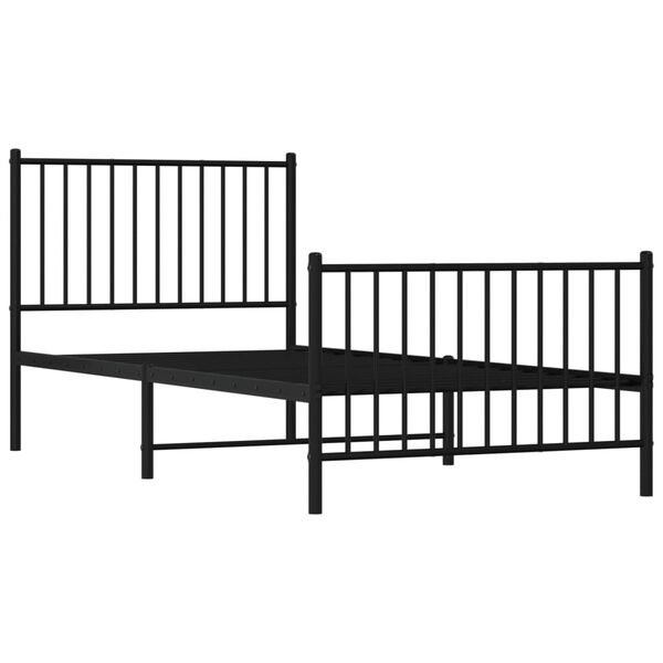 vidaXL Metal Bed Frame without Mattress with Footboard Black 90x200cm