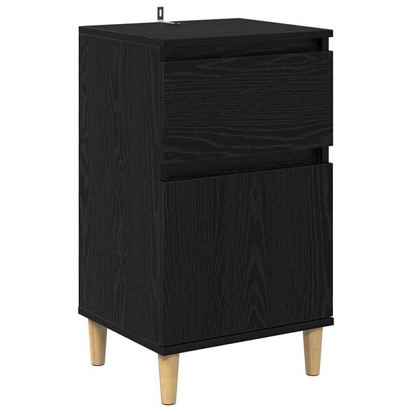 vidaXL Bedside Cabinet Black Oak 40 x 35 x 70 cm Engineered Wood