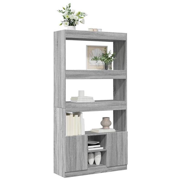 vidaXL Highboard Grey Sonoma 92x33x180 cm Engineered Wood
