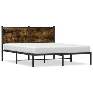 vidaXL Metal Bed Frame without Mattress Smoked Oak 140x200 cm