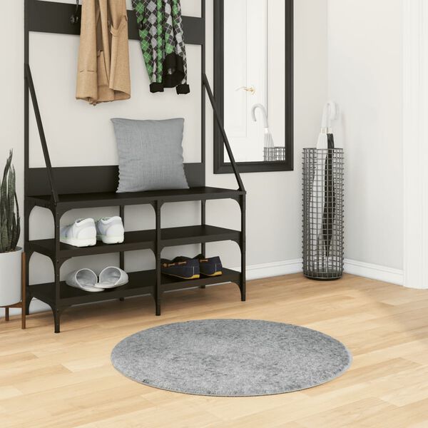 vidaXL Shaggy Rug PAMPLONA High Pile Modern Grey &Oslash; 80 cm